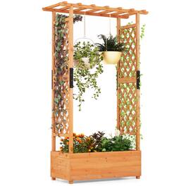 Gymax - Raised Garden Bed Vertical Plant Container for Vine Climbing Plant Flower - Orange