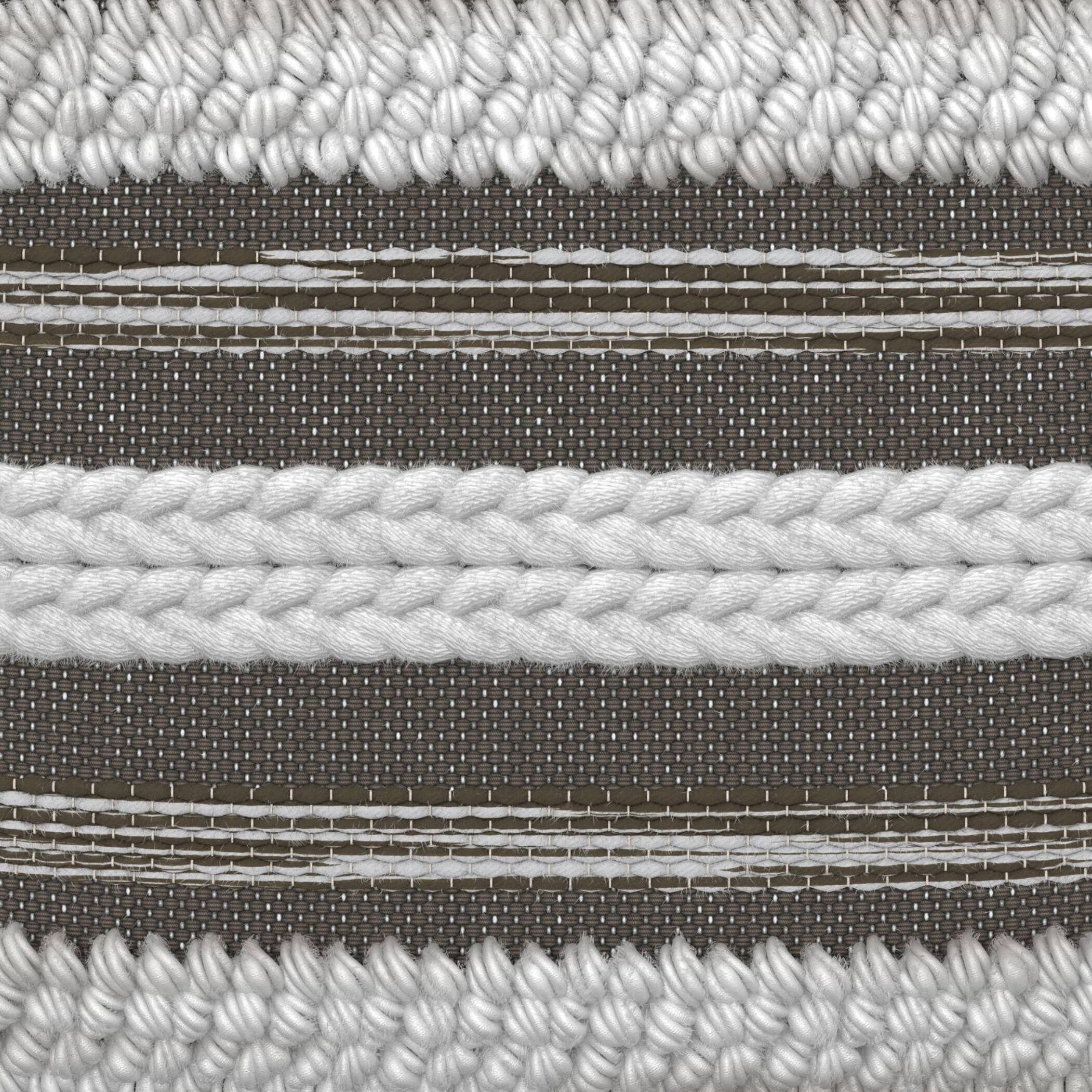 Alt View 8. Simpli Home - Sommer Boho Square Pouf in Natural/Taupe Grey Handloom Woven Pattern - Natural/Taupe Grey.