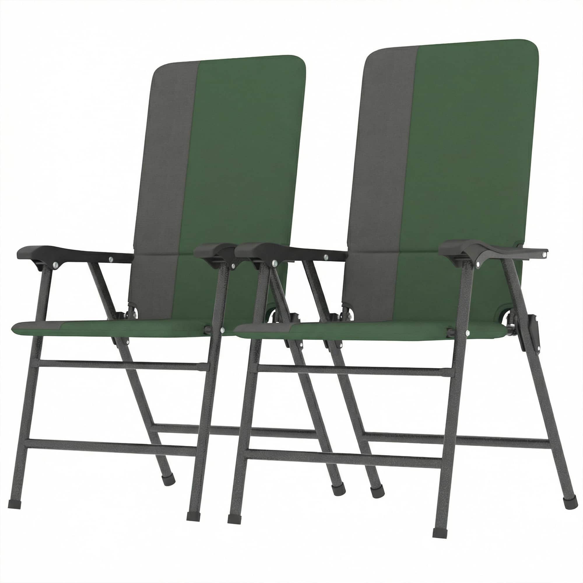 Outsunny - Patio Chairs Set of 2, Padded High Back Lawn Camping Chairs with Armrests, 600D Oxford Fabric - Dark Green price history on PriceWatchPro