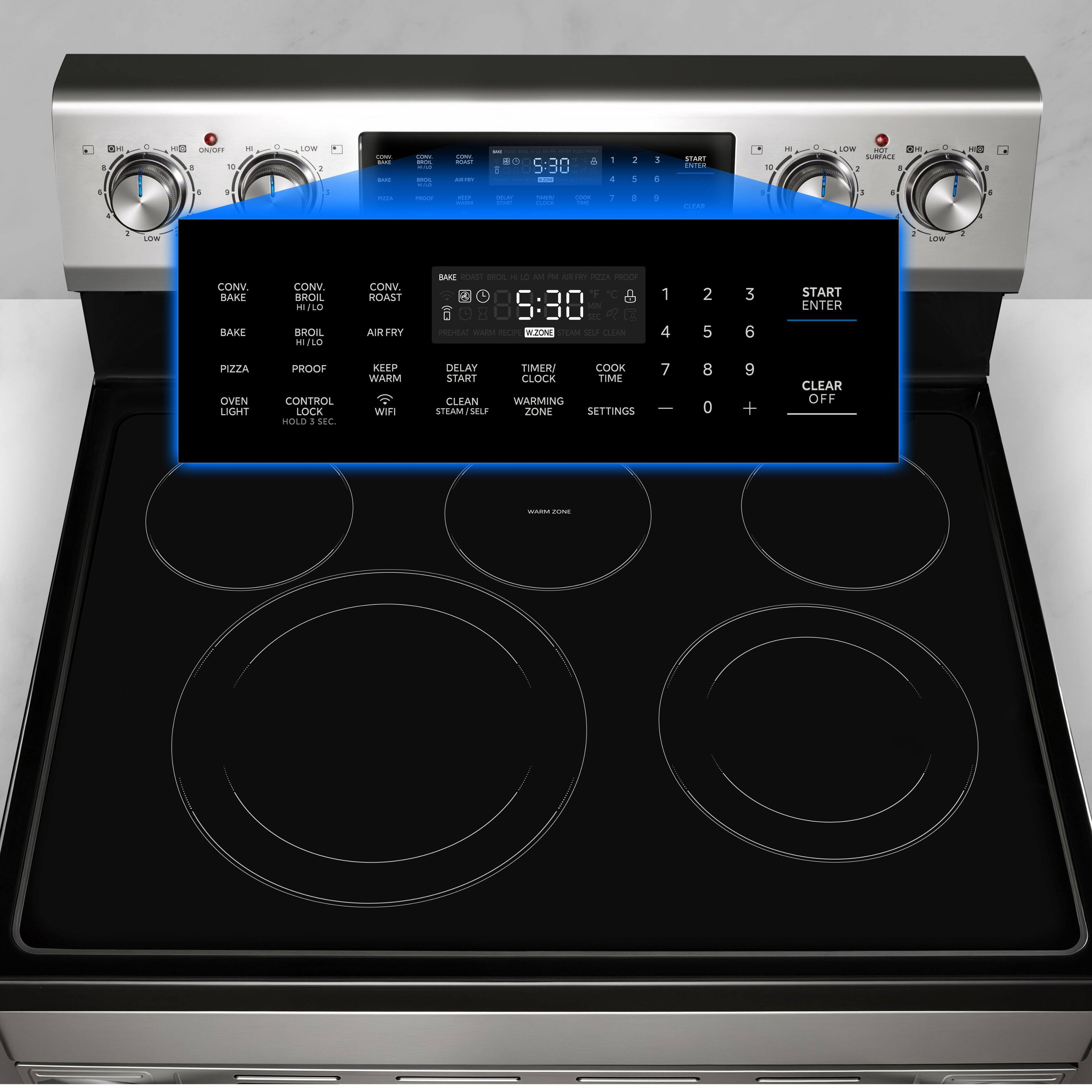 30H 1 1 .   UNUET J 1 & 1 -  sOW 1 - I I - - -- 4 5:30 | -.- - . 1 1 1 . 1 A ANI fNTE -  - - LOW - 0 SURTALT - 4 4 - 1 . 1 -  LON 7 CONV BAKE BAKE CONV BROIL HULO BROIL ME/LO CONV. ROAST AIRFRY BAKD   -O - - A -  2 1 8 S:80 PER - -o wotith TTAM - C 1 4 2 5 3 6 START ENTER PIZZA OVEN LIGHT PROOF CONTROL LOCK HOLD 1 SEC KEEP WARM WIFI DELAY TIMER/ COOK START CLOCK TIME CLEAN WARMING STEAM/SELF ZONE SETTINGS 7 ti 8 0 9 + CLEAR OFF