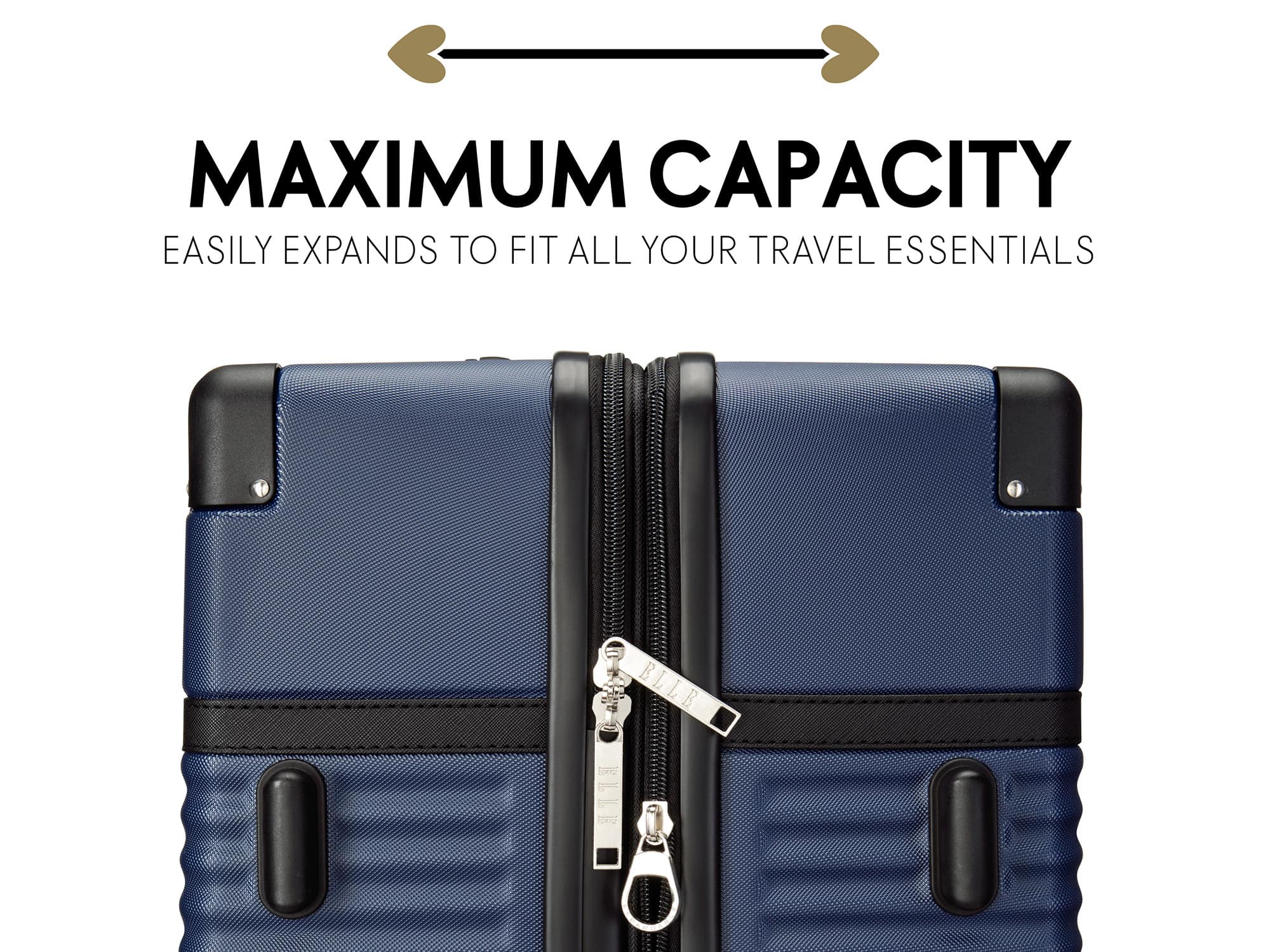 Elle Belleville 3 Piece Expandable Retro Spinner Luggage Set Navy