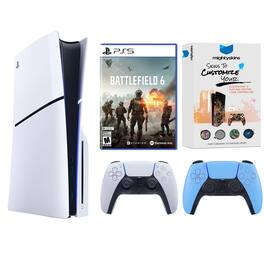 PlayStation 5 Slim Disc Bundle with Battlefield 6, MightySkins Code and Extra Controller - PlayStation 5