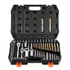 Front. VEVOR - Screw Extractor Set, 63 Pieces, with Nut and Bolt Extractors, Nut Splitters, Taps, Drill Bits, Wrenches, Adapters - Black.