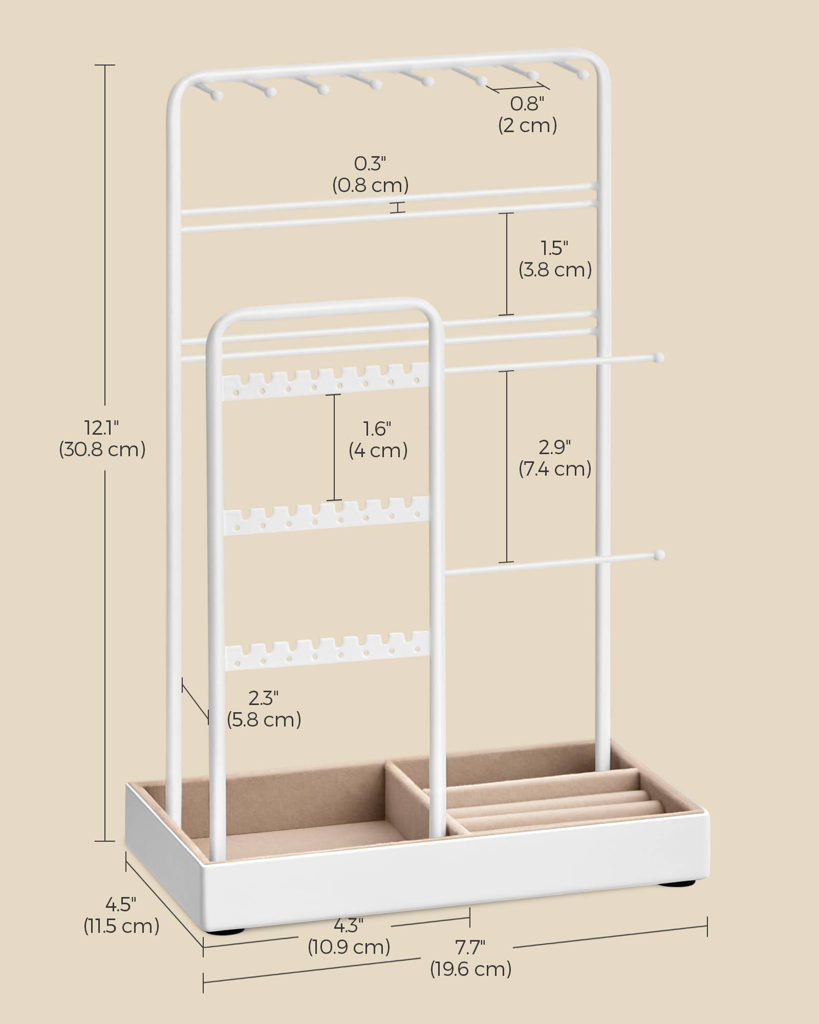 0.8" (2 cm)  
0.3" (0.8 cm)  
1.5" (3.8 cm)  
12.1" (30.8 cm)  
1.6" (4 cm)  
2.9" (7.4 cm)  
2.3" (5.8 cm)  
4.5" (11.5 cm)  
4.3" (10.9 cm)  
7.7" (19.6 cm)