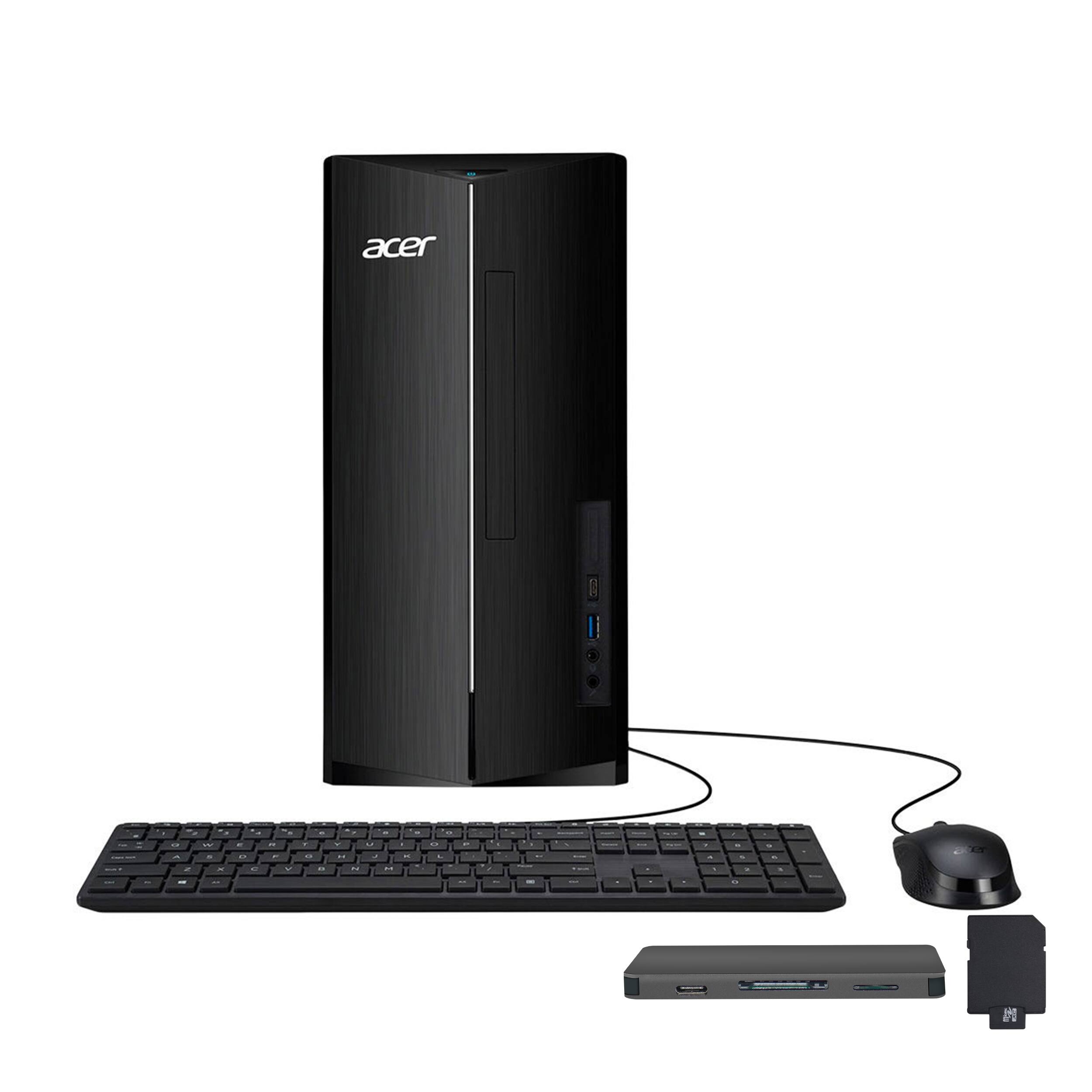 Front. Acer - Acer Aspire Desktop,Intel i5-14400,Intel UHD Graphics,8GB RAM,512GB SSD+160GB Dock Set,Keyboard&Mouse,Win 11,Black - Black.