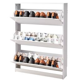 VEVOR - Shoe Cabinet with 3 Flip Drawers,Modern Shoes Storage Cabinet with Anti-Tipping Device, Freestanding Shoe Rack Organizer - White