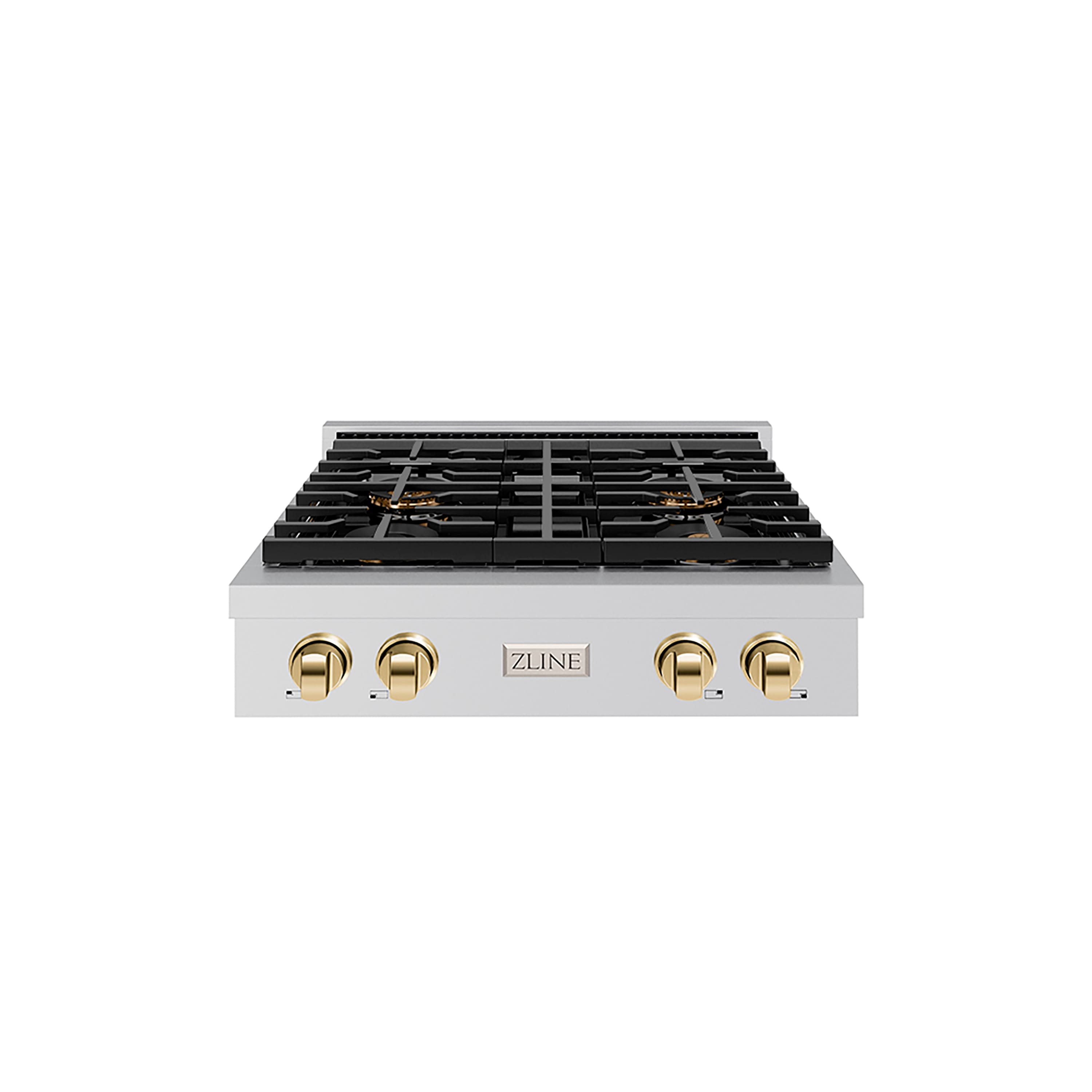 ZLINE Autograph 30 in. Paramount Built-In Gas Cooktop with 4 DuoPro Burners and Gold Accents (PSRTZ-30-G) Front