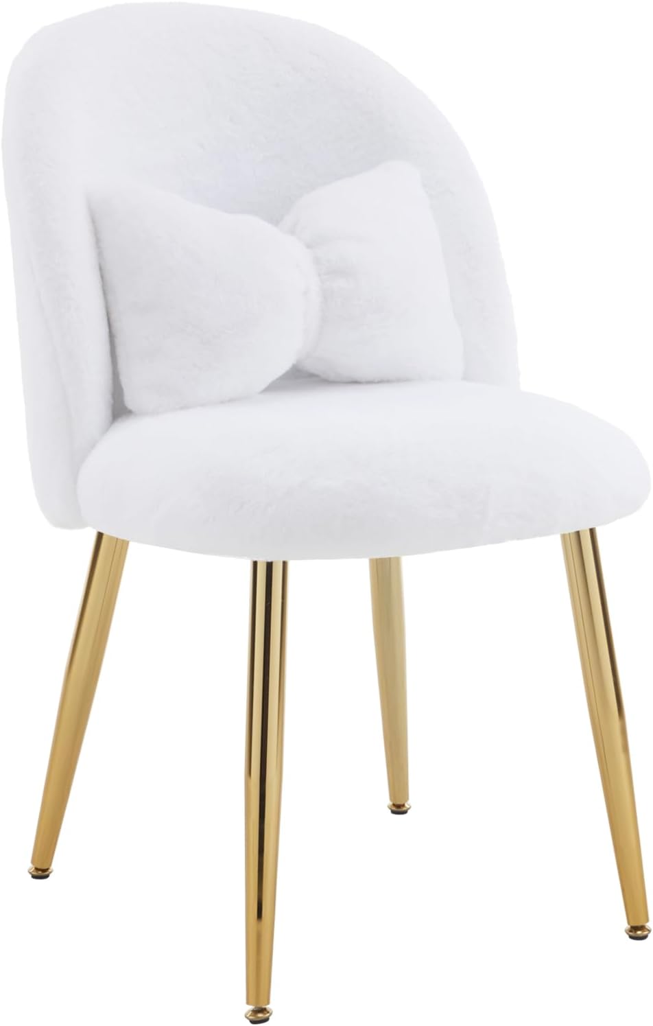 Alt View 8. Winado - Girls Vanity Chair with Back & Pillow No Wheels Cute Small Cozy Comfy Makeup Chair with Ajustable Gold Legs for Bedroom - White-plush.