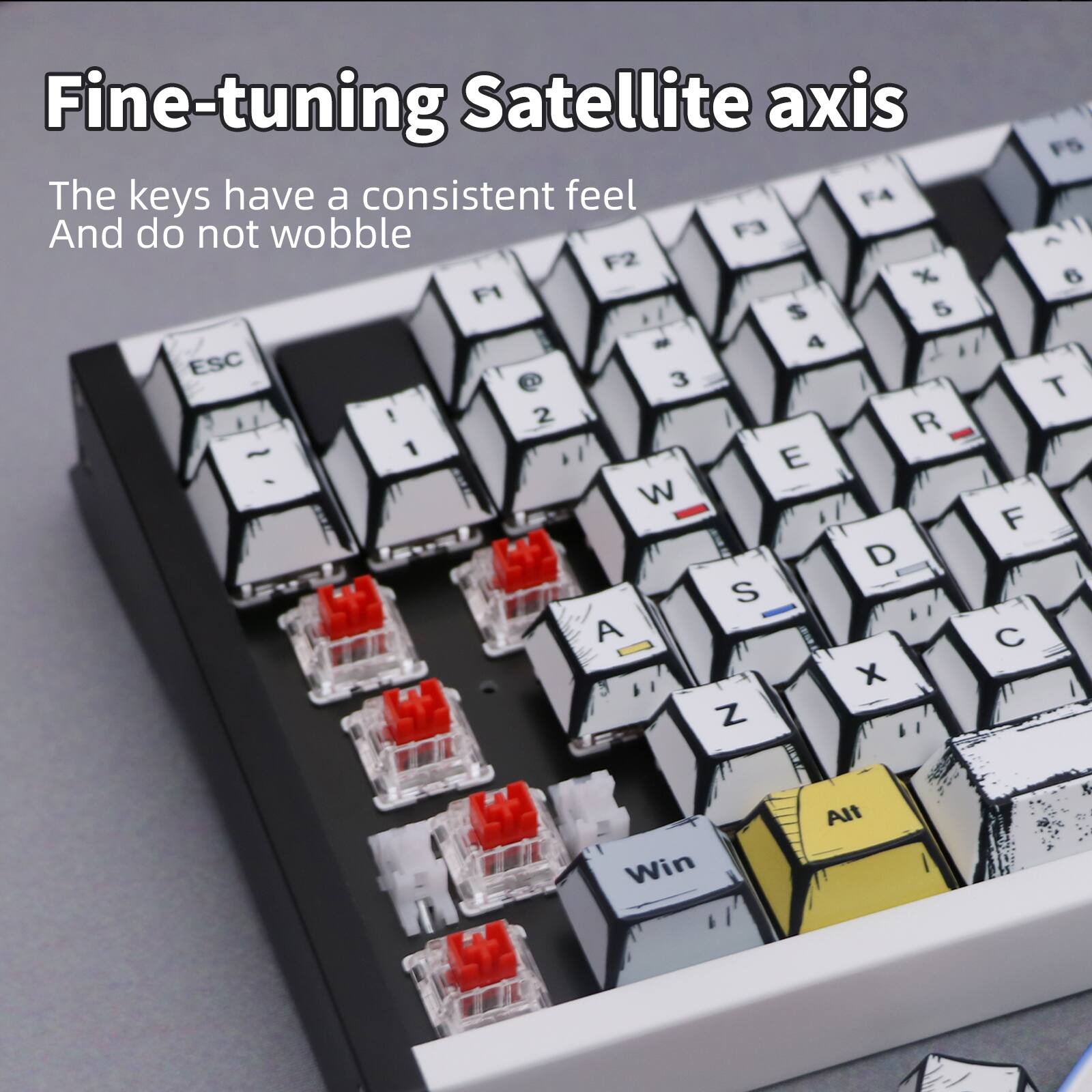 Fine-tuning Satellite axis

The keys have a consistent feel And do not wobble