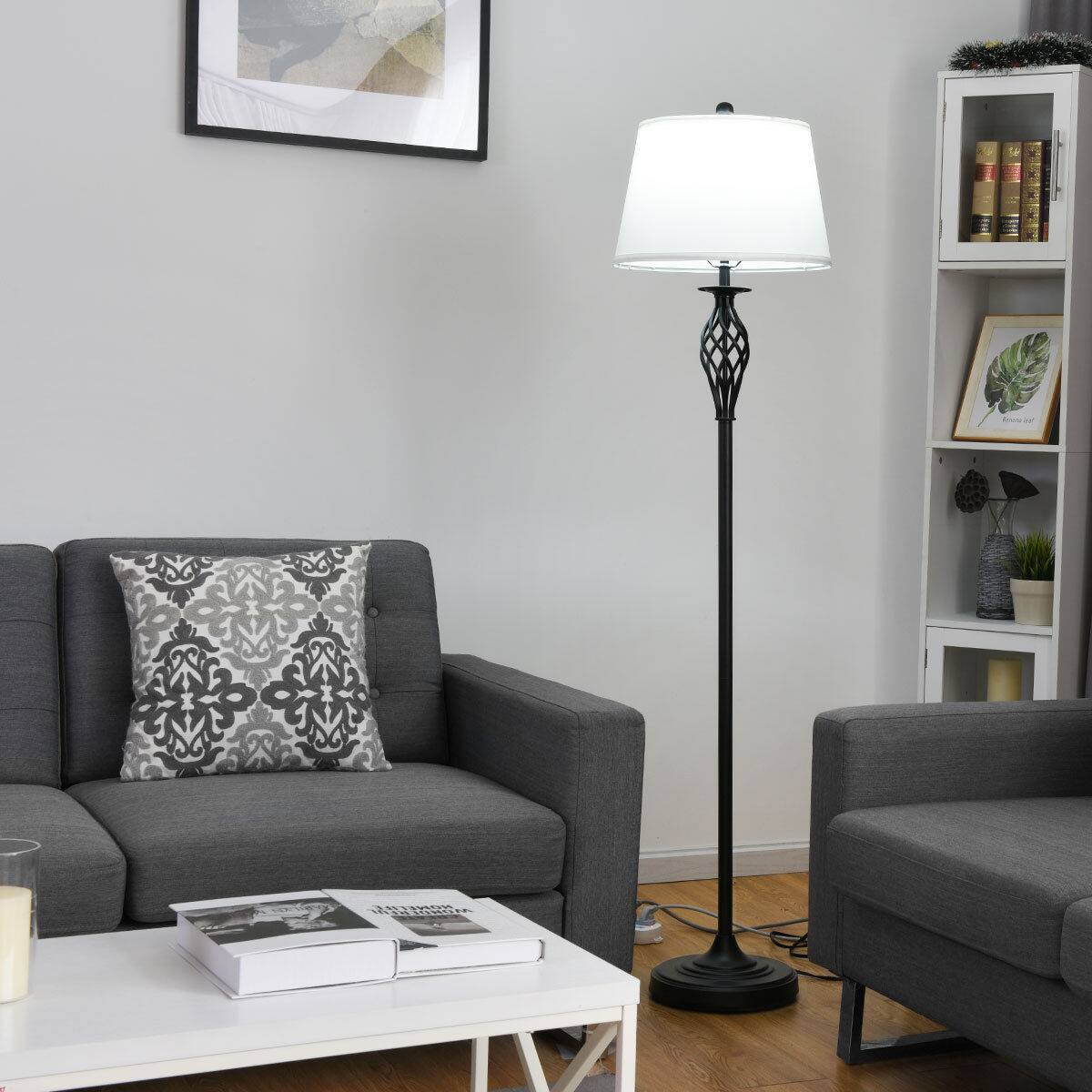 Alt View 3. Costway - Costway 3-Piece Lamp Set 2 Table Lamps 1 Floor Lamp Fabric Shades Living Room Bedroom - as pic.