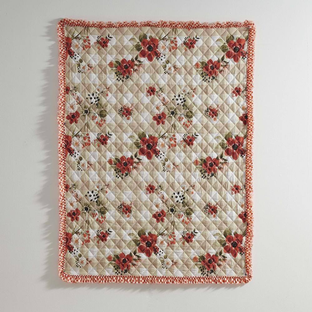 Alt View 3. Greenland Home Fashions - Greenland Home Wheatly Farmhouse Gingham Quilted Throw, 50" x 60", with Ruffle Trim - Truffle.