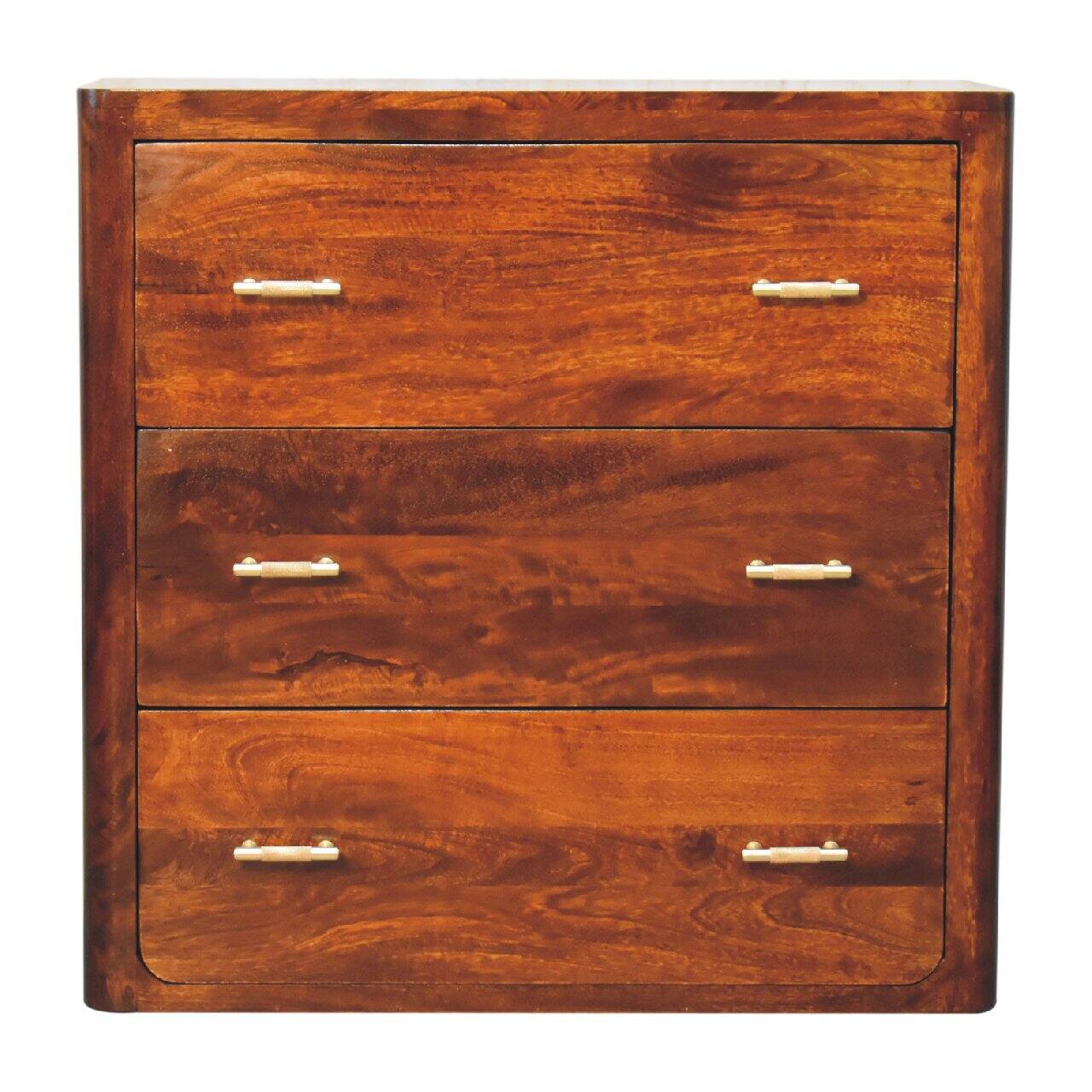 Angle. Artisan Furniture - Artisan Furniture Solid Wood Luca Chest of Drawers, 3 Drawers, Brown - Brown.