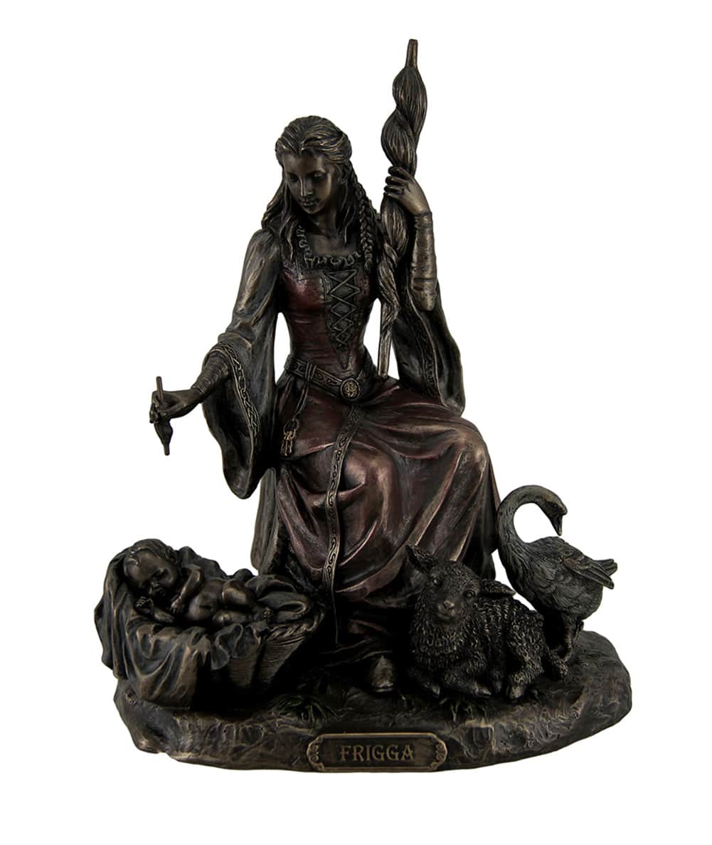 Veronese Design - Frigga Norse Goddess of Destiny Love and Marriage w/Infant Animals & Spindle - Bronze