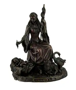 Veronese Design - Frigga Norse Goddess of Destiny Love and Marriage w/Infant Animals & Spindle - Bronze