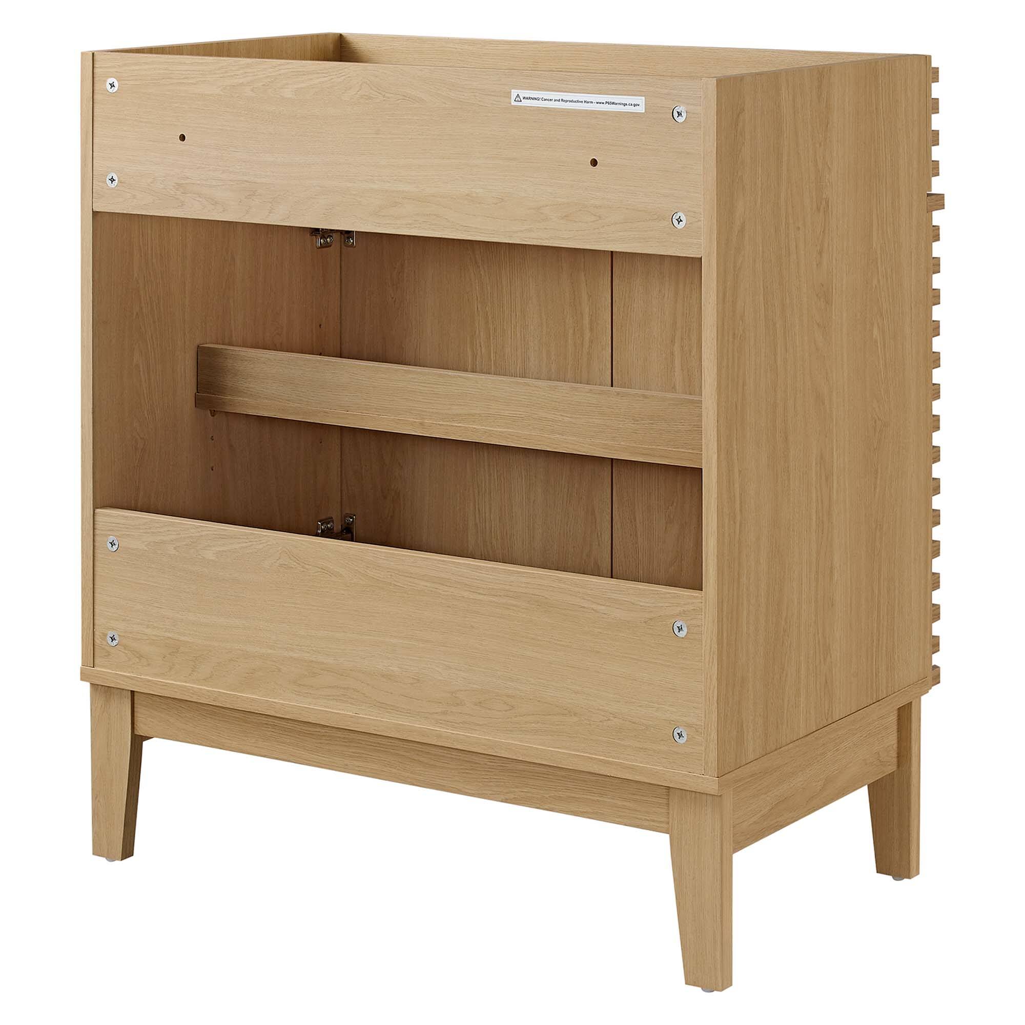 Alt View 2. Modway - Render 30" and 36" Bathroom Cabinets Basin Not Included - Oak.