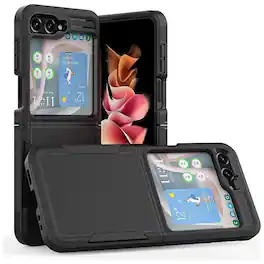 Entronix - Galaxy Z Flip 6 Case - Soft Touch Dual-Layer Protective Cover - Black