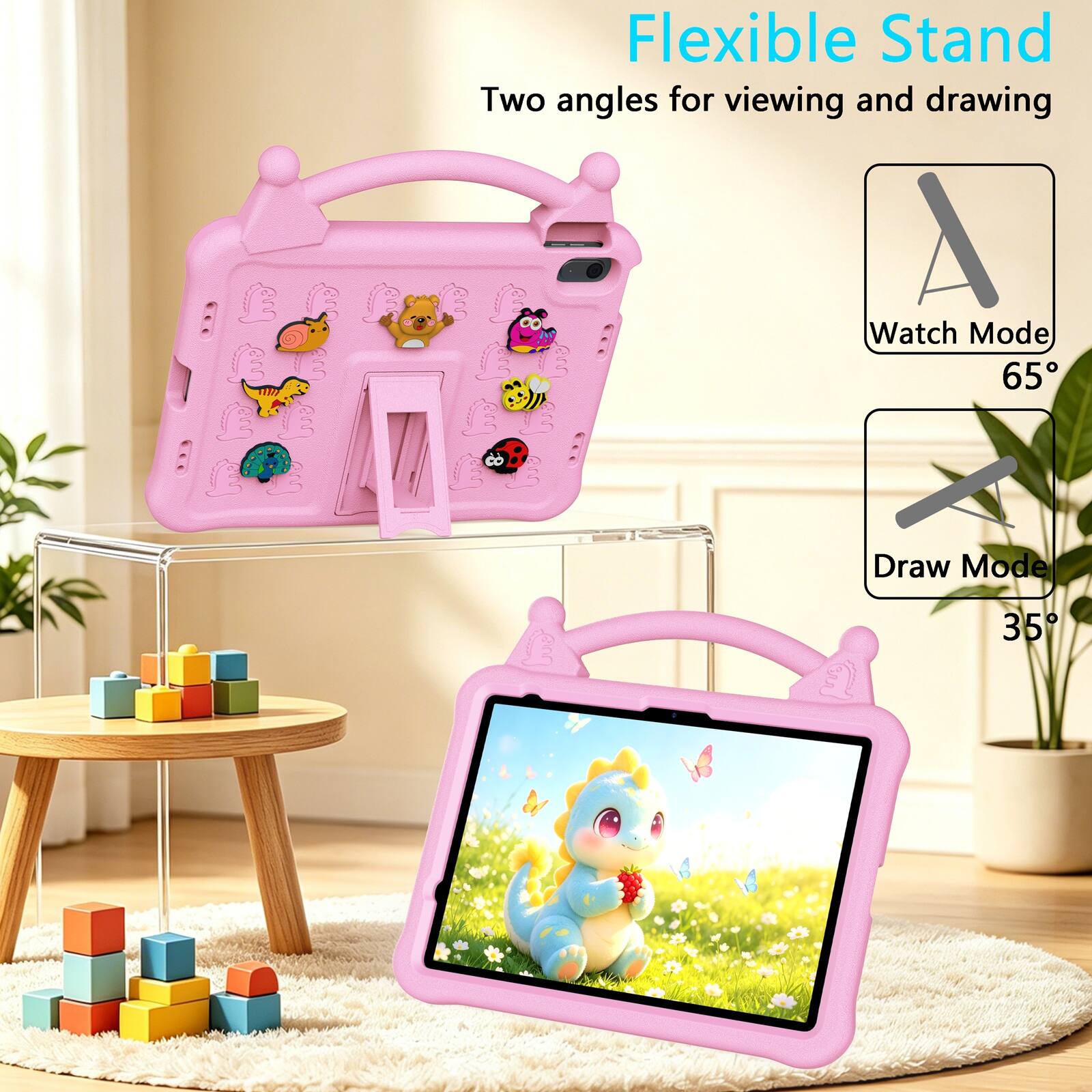 Flexible Stand  
Two angles for viewing and drawing  
A Watch Mode 65°  
B Draw Mode 35°