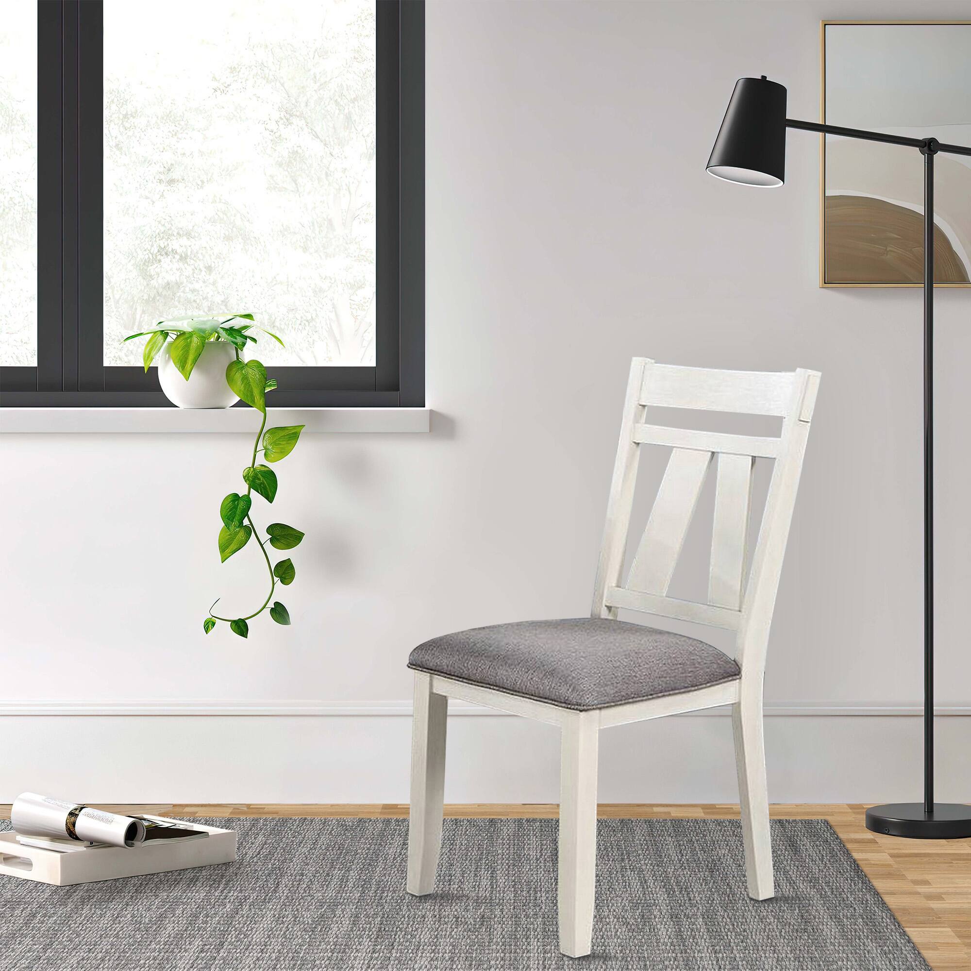 Alt View 5. Manhattan Lane - Lexi 24 Inch Classic Dining Side Chair, Padded Seat, Set of 2 - Gray, White.