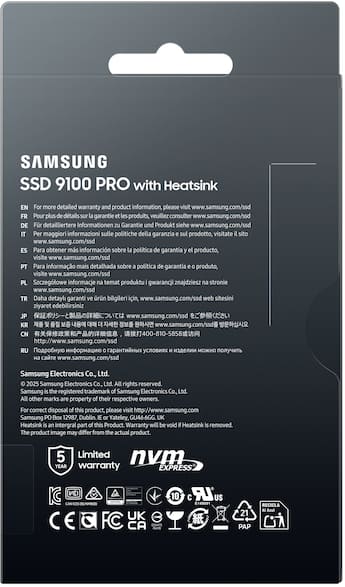 Samsung – 9100 PRO 4TB with Heatsink Internal SSD PCIe Gen 5x4 Samsung – 9100 PRO 4TB with Heatsink Internal SSD PCIe Gen 5x4
