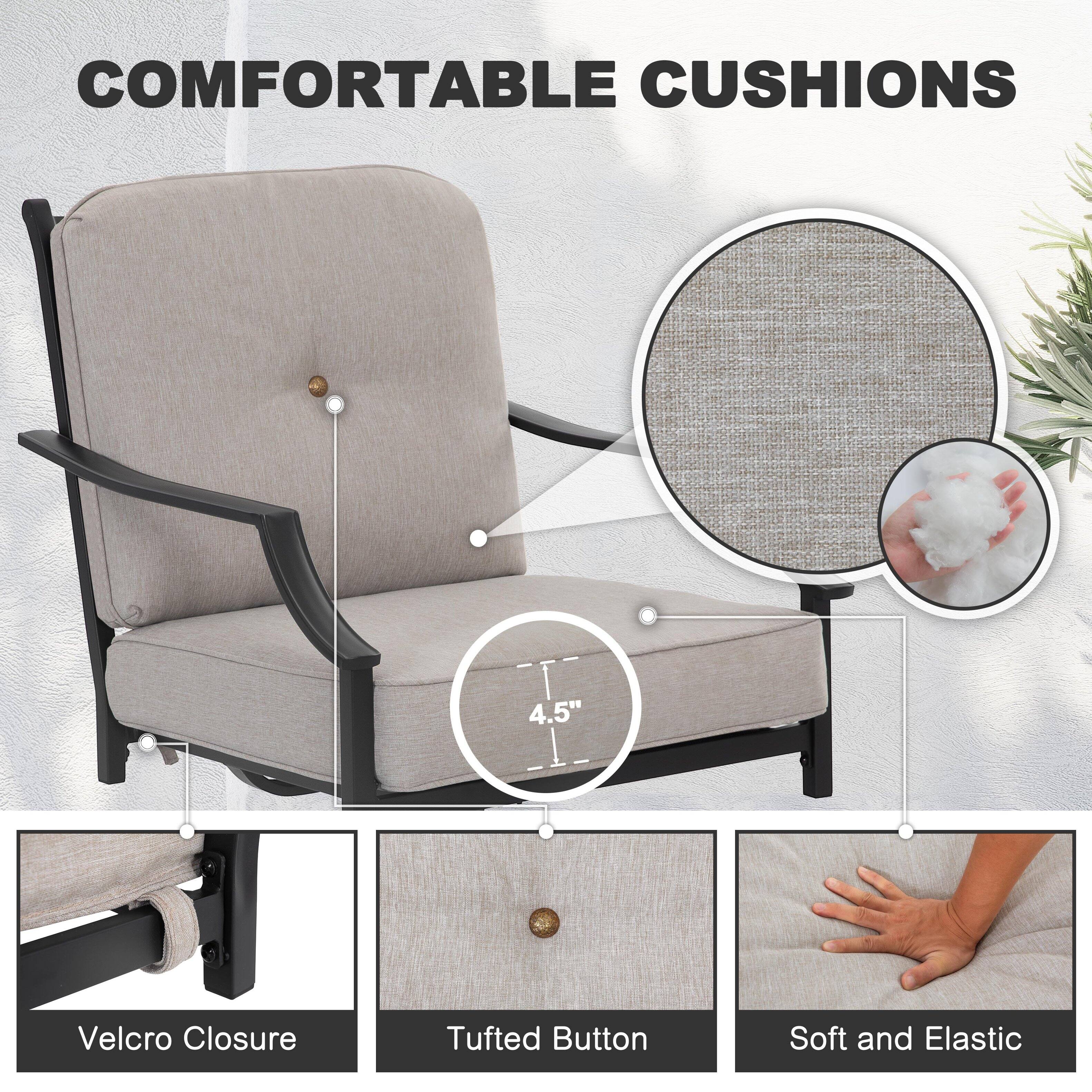 COMFORTABLE CUSHIONS

- 4.5" Velcro Closure
- Tufted Button
- Soft and Elastic