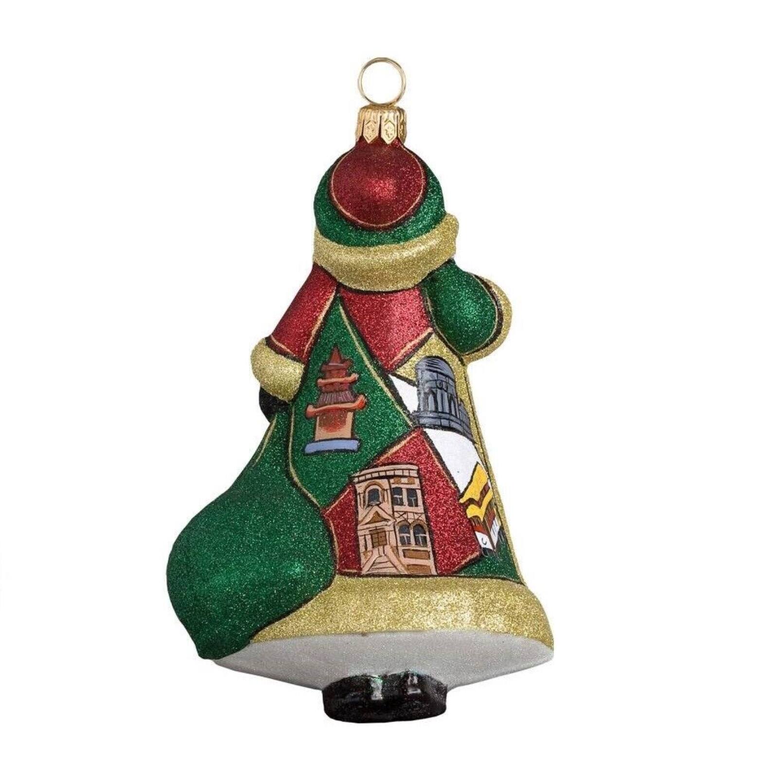 Angle. Joy to the World Collectibles - Joy to the World Glitterazzi San Francisco Santa Polish Glass Christmas Ornament - Multicolor.