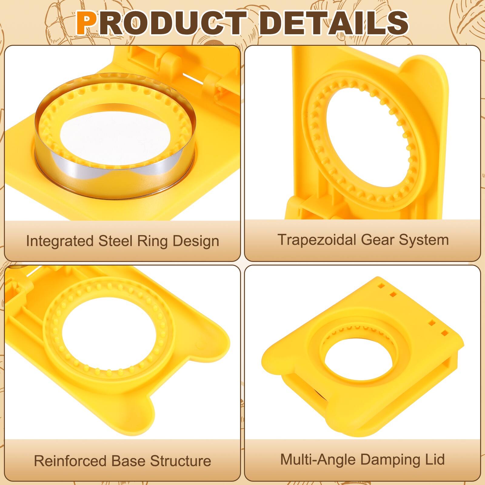 PRODUCT DETAILS

- Integrated Steel Ring Design
- Trapezoidal Gear System
- Reinforced Base Structure
- Multi-Angle Damping Lid