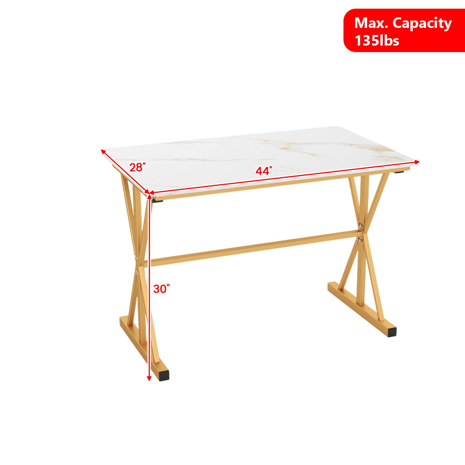 Max. Capacity 135lbs  
28" x 44" x 30"