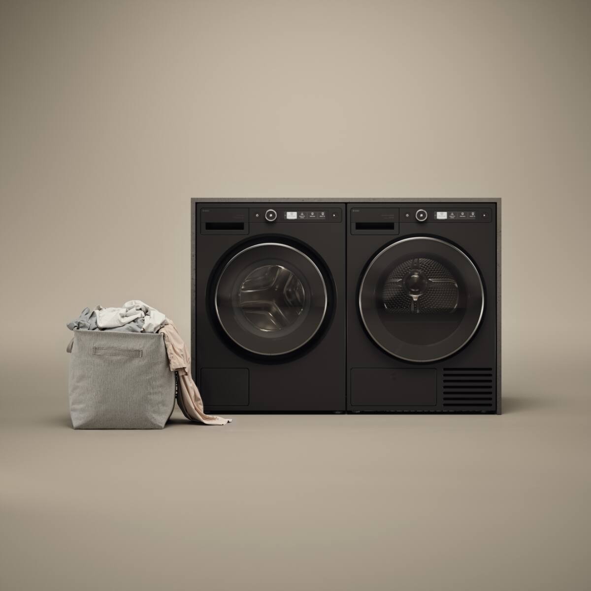 Back. Asko - 2.8 Cu.Ft. High-Efficiency Front Load Washer, Auto Dose, Steel Seal, 24.3 lb capacity, 1400 RPM max spin, Stackable - Graphite Black.