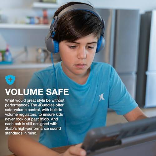 **VOLUME SAFE**

What would great style be without performance? The JBuddies offer safe-volume control, with built-in volume regulators, to ensure kids never rock out past 85db. And each pair is still designed with JLab's high-performance sound standards in mind.