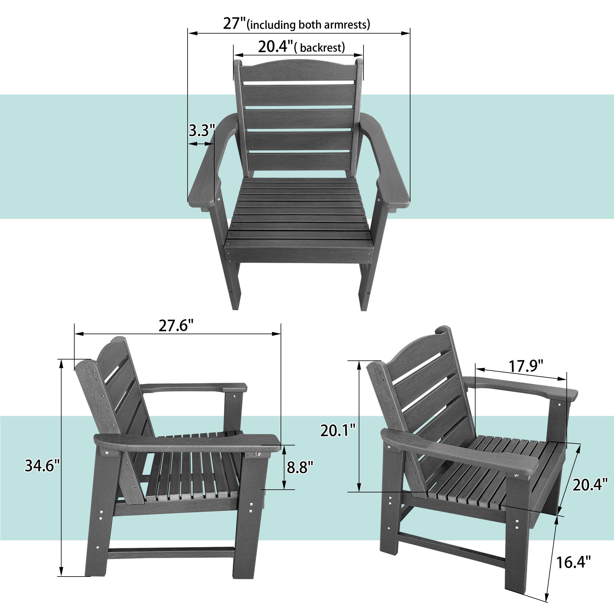 27" (including both armrests)  
20.4" (backrest)  
3.3"  
27.6"  
17.9"  
20.1"  
34.6"  
8.8"  
20.4"  
16.4"