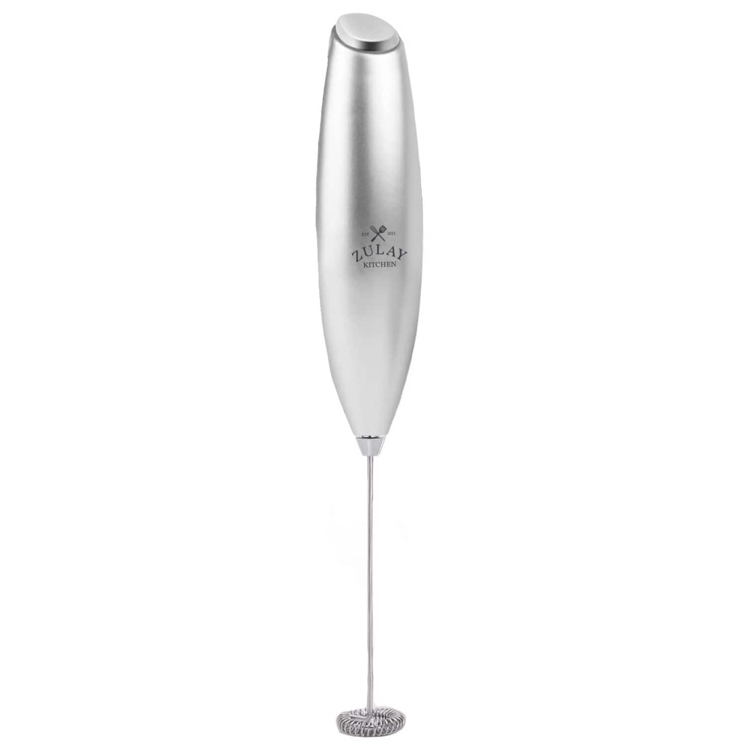 Zulay Kitchen - Powerful Milk Frother Handheld Foam Maker for Lattes by Milk Boss - Silver