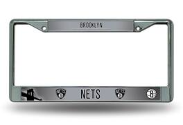 Rico Industries - Brooklyn Nets - 12" x 6" Standard Size - Chrome Metal License Plate Frame - Multi