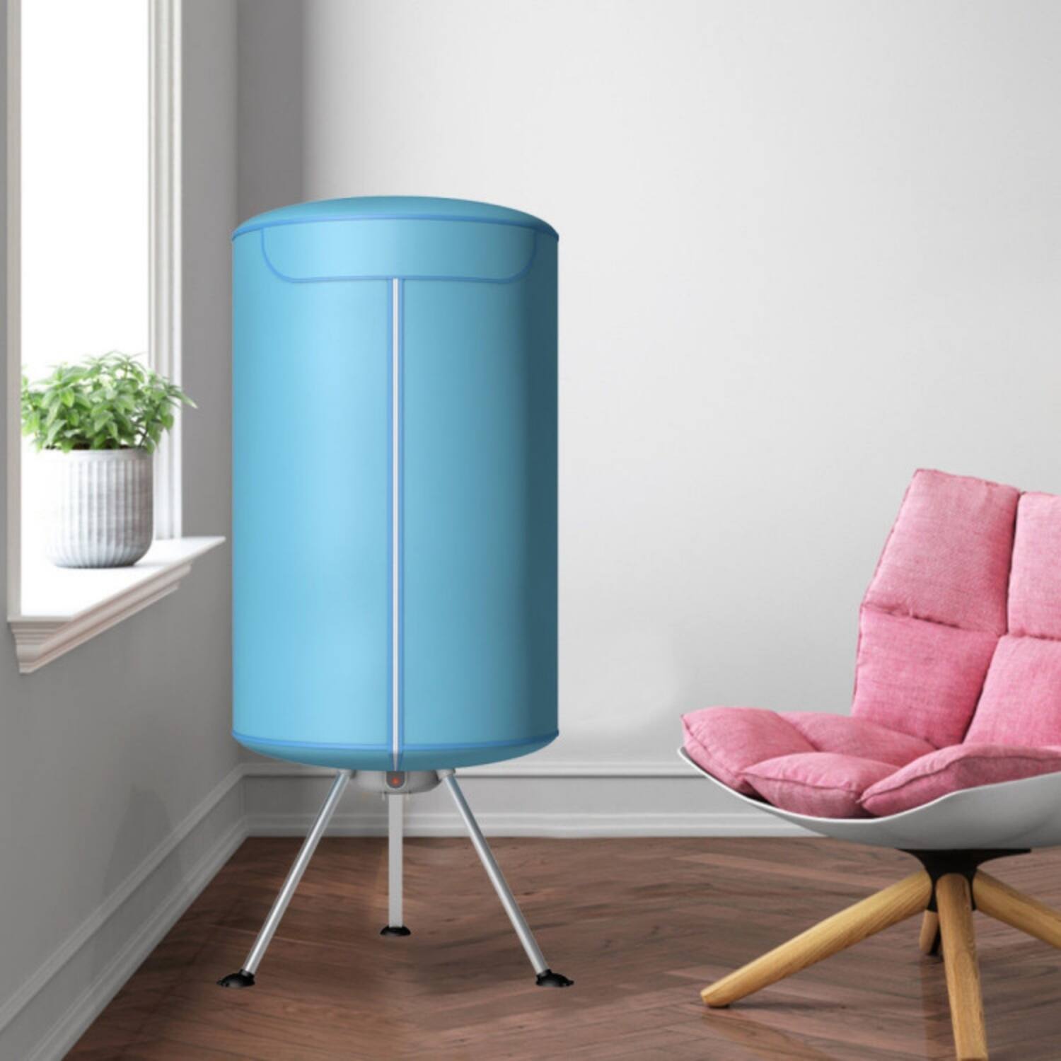 Alt View 6. LUCKY ONE - Portable Ventless Folding Clothes Dryer with Timer - 22 lbs Capacity for Apartment Dorm - Blue.