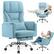 Angle. Brick Attic - 500LBS Ergonomic Velvet Office Chair with Footrest,Wide Cross Legged Executive Chair with Flip-Up Arms, 120°Tilt - Blue.
