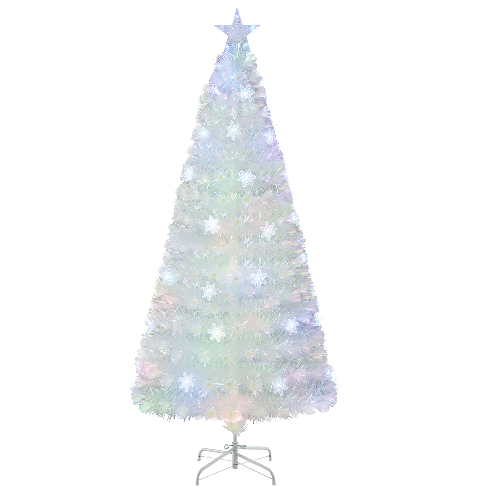 Gymax - 6 FT Pre-lit Optical Fiber Christmas Tree Xmas Tree w/ 36 Colorful LED Lights - White