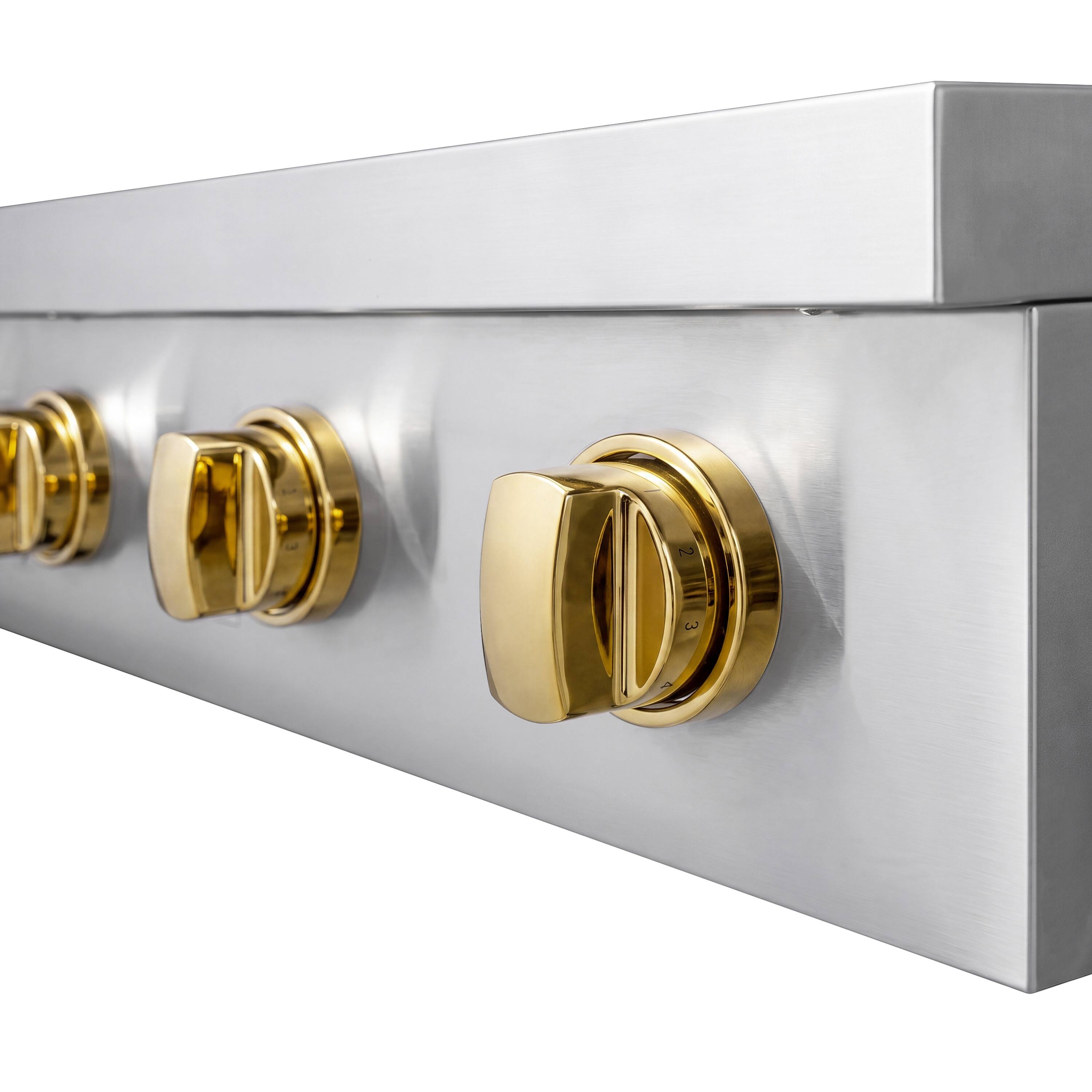 Alt View 7. ZLINE - Autograph 36 in. Paramount Built-in Induction Rangetop with 5 Elements in Stainless Steel and Polished Gold Accents - Stainless Steel.
