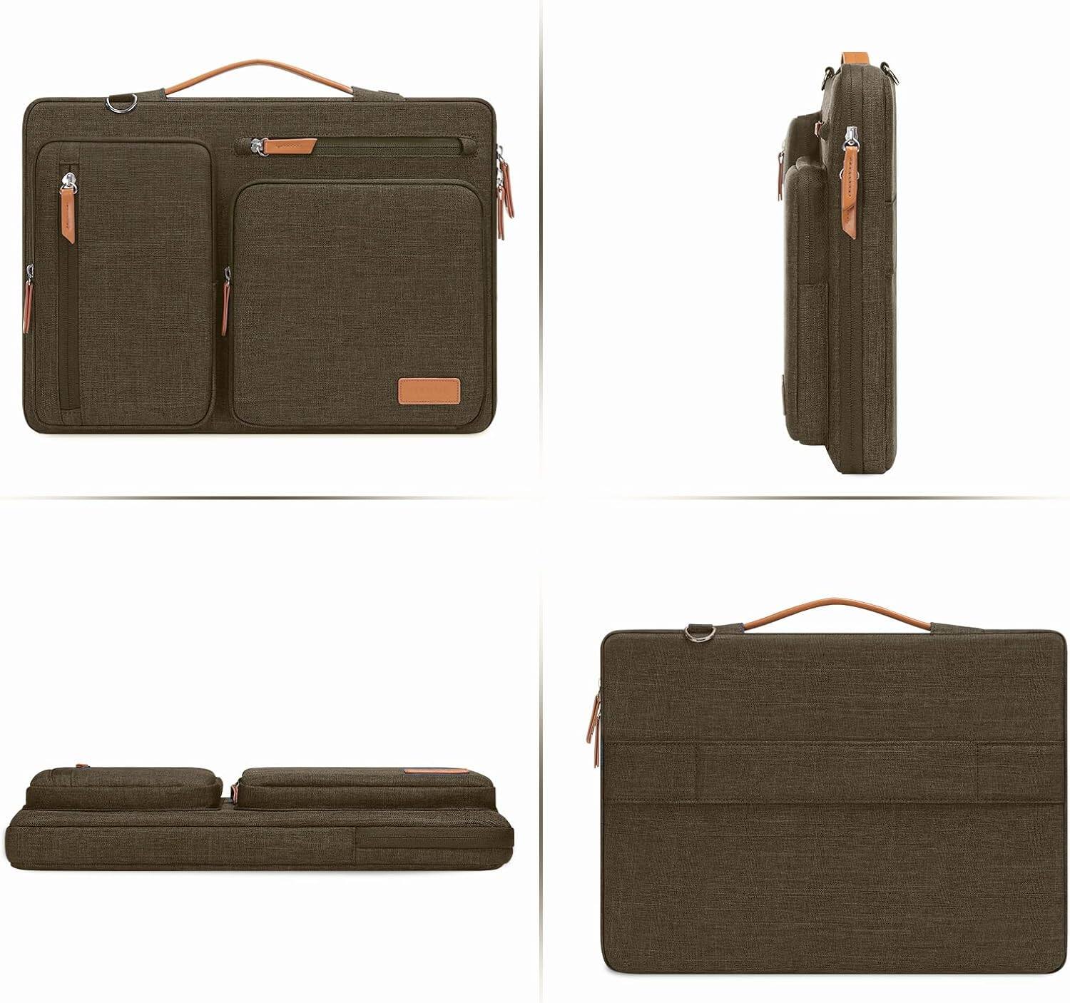 Alt View 2. mosiso - 360 Protective Laptop Shoulder Bag 17-17.3 inch for MacBook, HP, Dell, Lenovo, Asus Notebook Messenger Bag - Carob Brown.