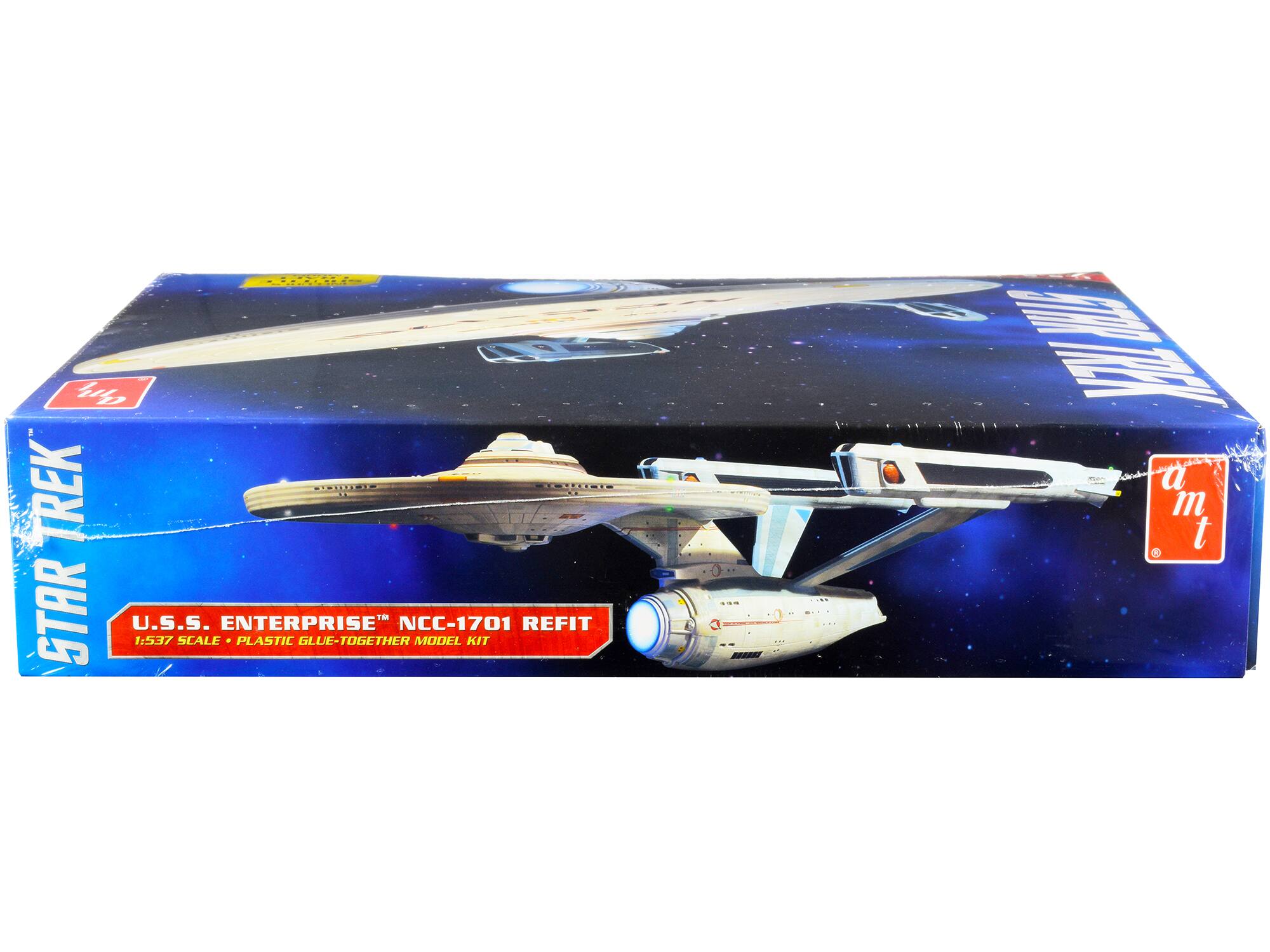 M S CISUURR TROTTINTS STAR TREK U.S.S. 1:537 SCALE ENTERPRISE PLASTIC GLUE-TOGETHER NCC-1701 MODEL KIT REFIT ... E - a m t 3