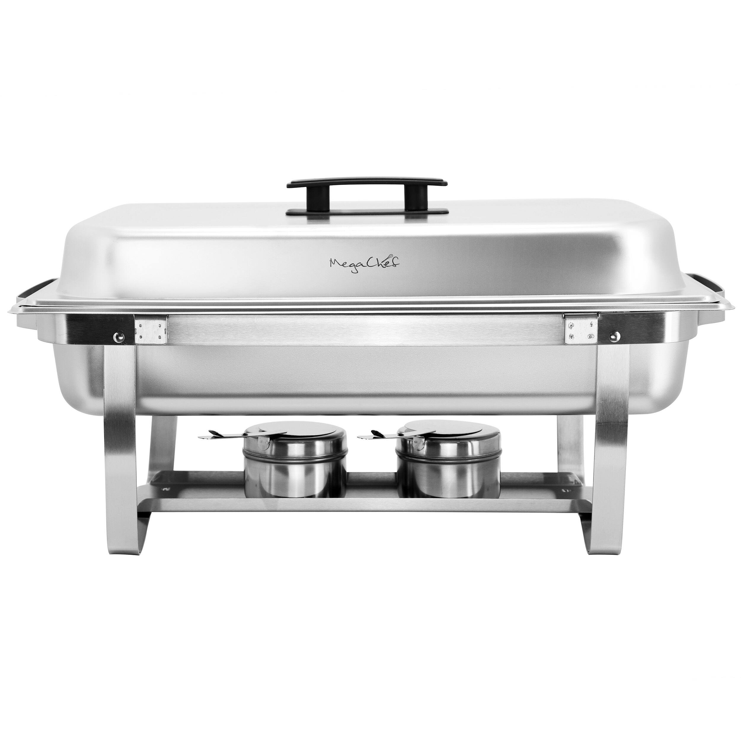 Alt View 1. MegaChef - MegaChef 9.5 Quart Foldable Stainless Steel Professional Chafing Dish/Food Warmer/Buffet Server Serving Trays, Set of 4 - Silver.