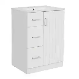 Boyel Living - 24 Inch Modern Bathroom Vanity with Sink 2 Drawers and Soft Close Door - White
