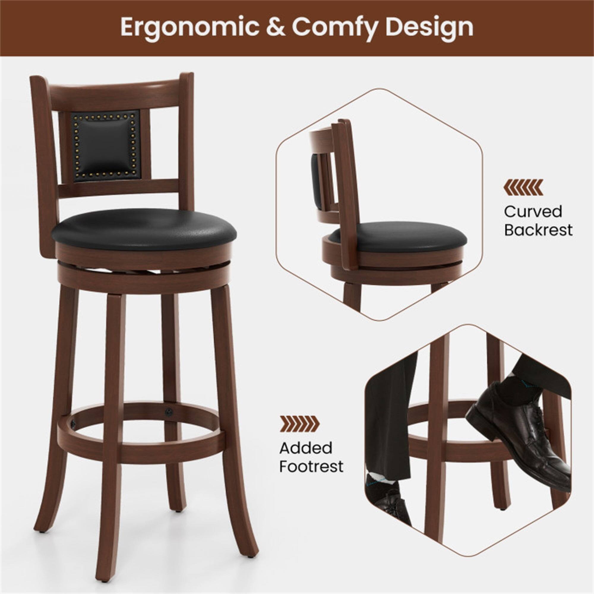 Ergonomic & Comfy Design

- Curved Backrest
- Added Footrest