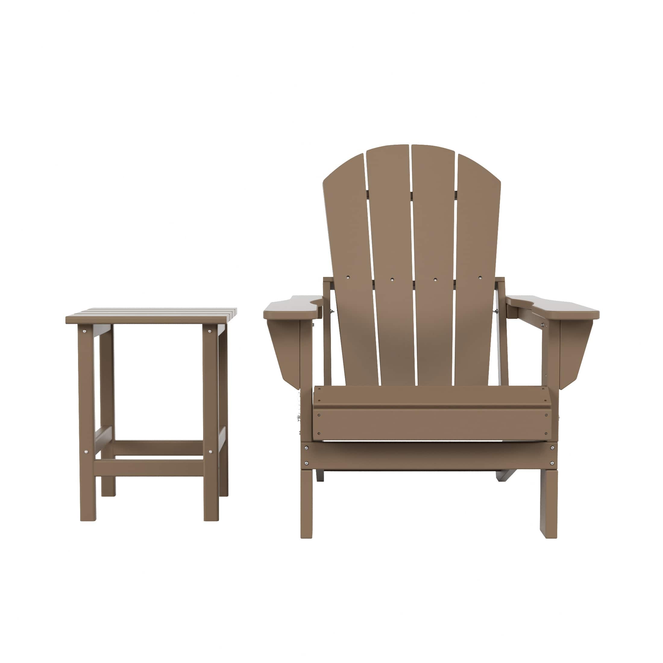 WestinTrends - Malibu 2 piece set outdoor folding Poly Adirondack chair with side table - Weathered Wood price history on PriceWatchPro