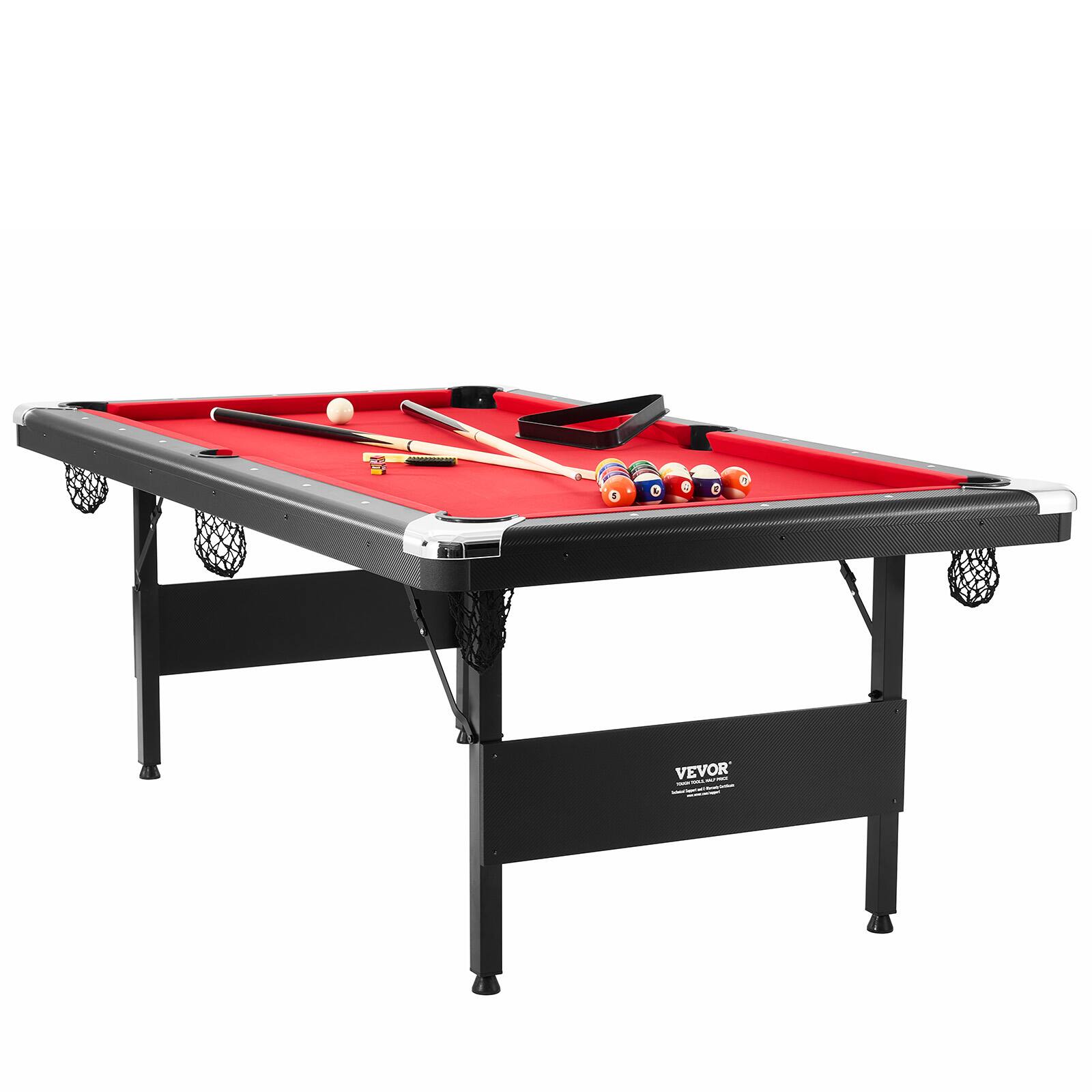 Alt View 5. VEVOR - Billiards Table, 7 ft Pool Table, Portable Foldable Space-Saving Table, Billiard Table Set Includes Balls, Cues - Red, Black.
