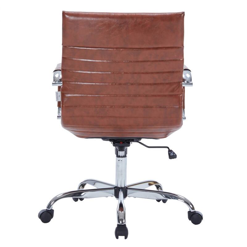 Alt View 6. LeisureMod - Harris Mid-Back Leather Office Chair Adjustable Height Tilt Computer Task Chair with 360-Degree Swivel - Dark Brown.