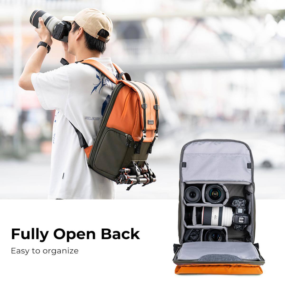 Fully Open Back  
Easy to organize