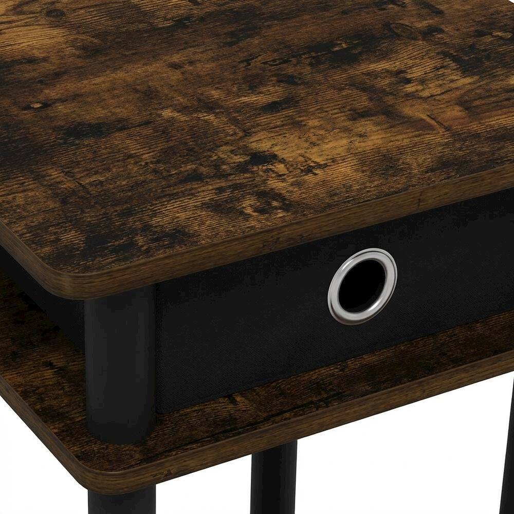Alt View 1. FurniFact - Amber Pine and Black Finish Tall End Tables with Storage Bins - Amber Pine/Black.