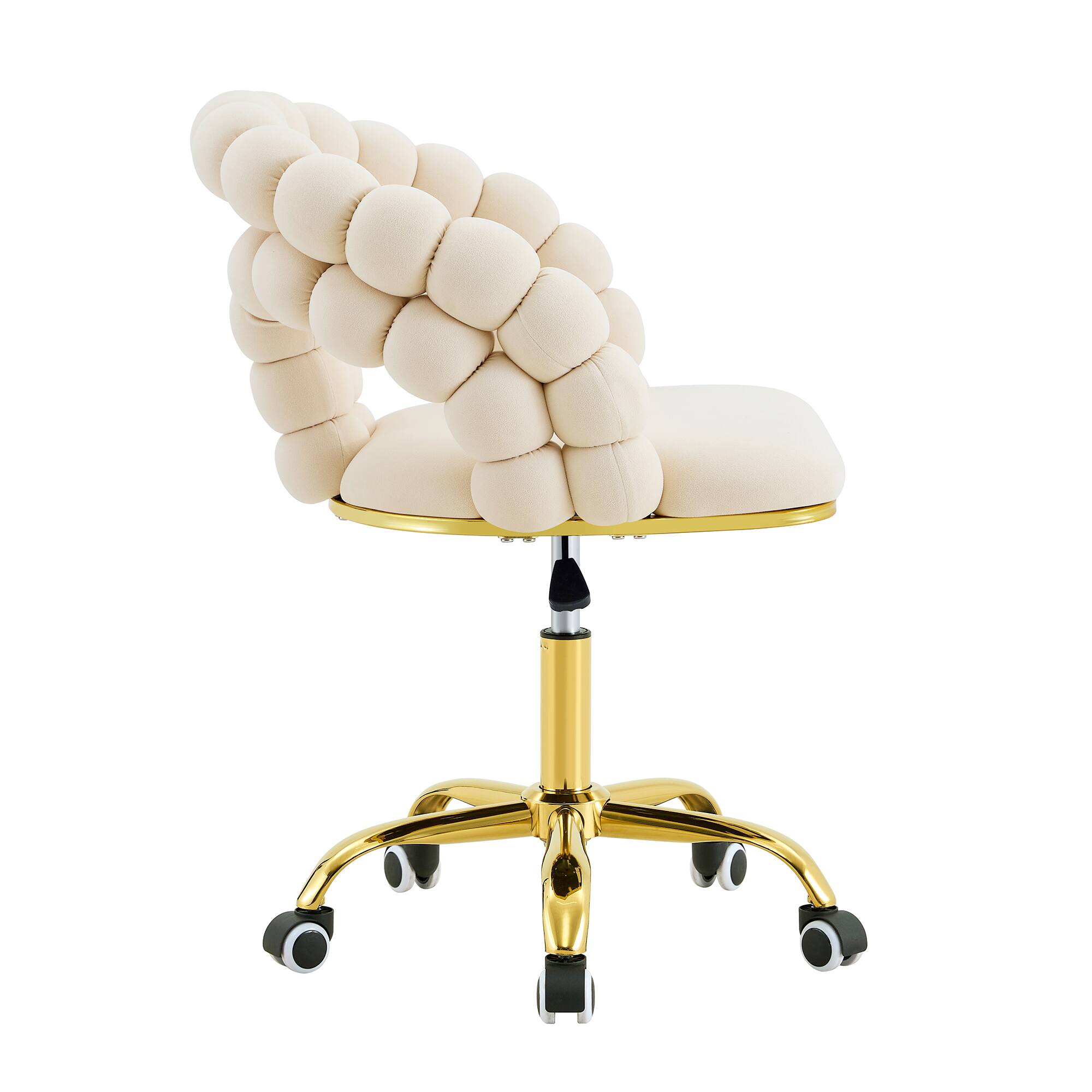 Alt View 8. Loheer - Loheer- Velvet Desk Chair Adjustable Swivel Office Chair with Bubble Back, 2.82 x 1.94 x 2.56 ft - Beige,Gold.