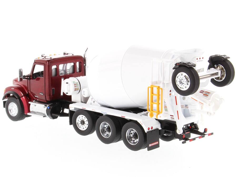 Alt View 2. Diecast Masters - Kenworth T880 SFFA with McNeilus Bridgemaster Mixer Truck Radiant Red and White 1/50 Diecast Model by Diecast Masters.