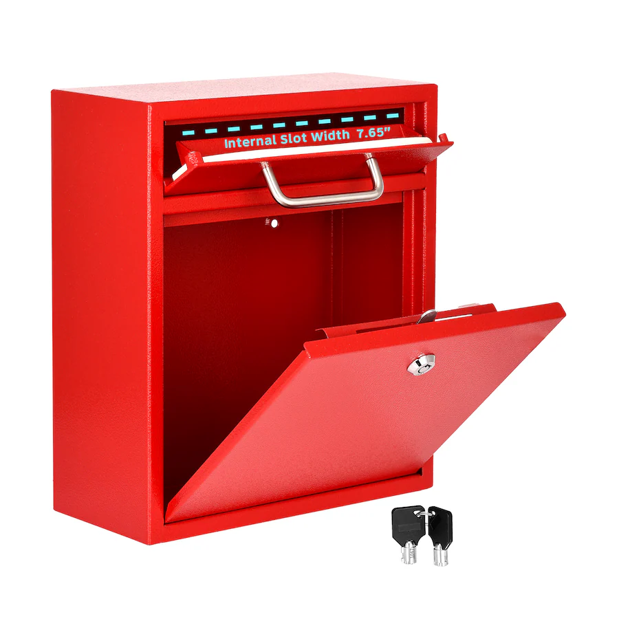 AdirOffice Drop Box Medium Steel Wall Mounted Drop Box Mailbox with Key ...