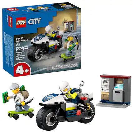 LEGO - CITY - 60455 Police Motorcycle - 65 pcs/pzs - Building Toy - 4+ - CHOKING HAZARD. WARNING: Small parts. Not for children under 3 years.